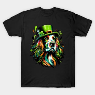 Vibrant English Setter Celebrates Saint Patrick's Day T-Shirt